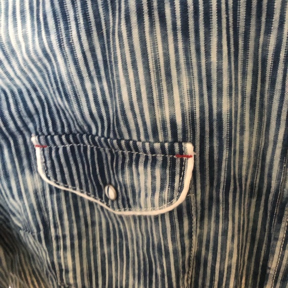 Overland western tie die stripe cotton short w/ snaps - Sz L - Picture 4 of 5